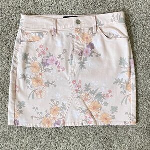 Sanctuary Denim Floral Print Cotton Mini Skirt - Light Pink